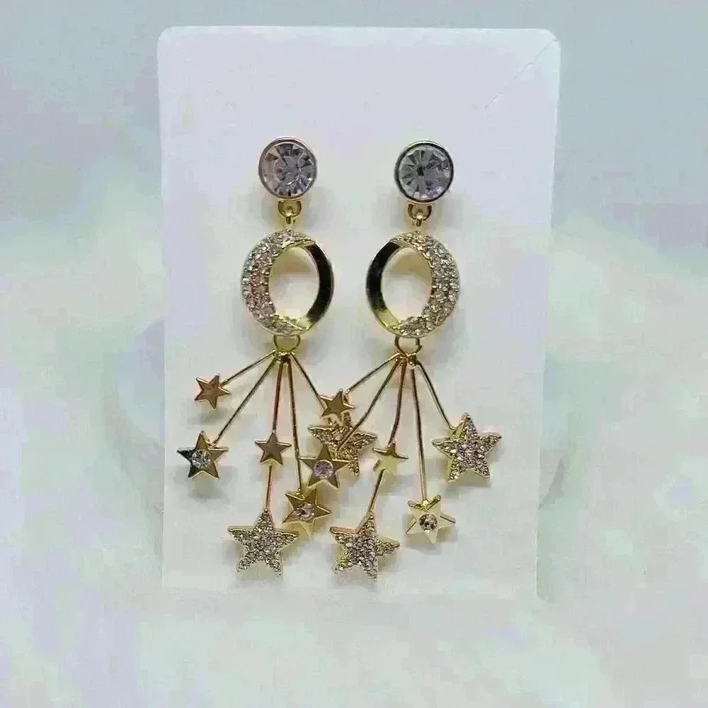 Stars With Rhinestones Statement Earrings